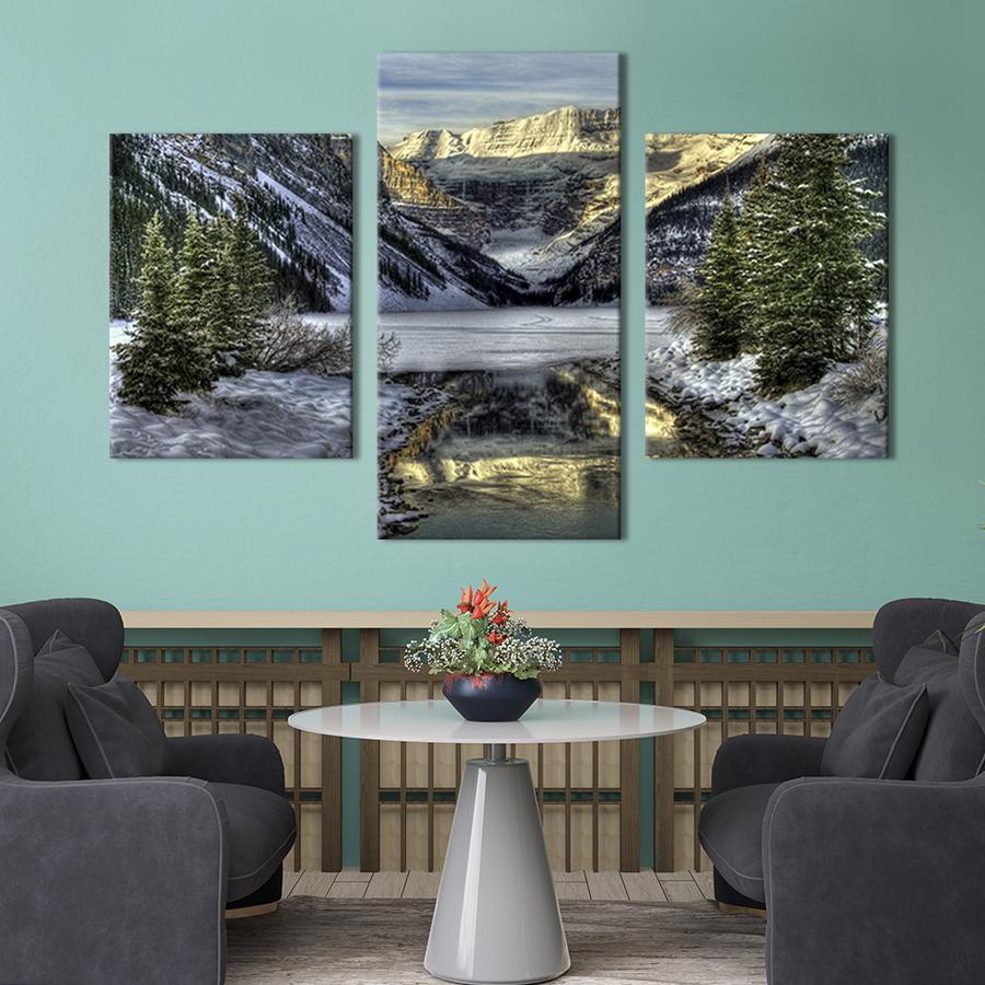 Модульная картина на холсте Триптих Снежный горный пейжаж 96x60 см (549-32)