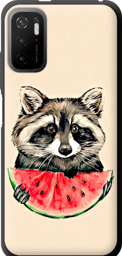 Чехол на Xiaomi Poco M3 Pro Енотик с арбузом (4605b-2369-42517)