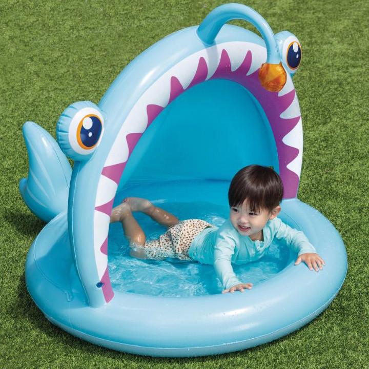 Басейн надувний дитячий Intex Риба Вудильник від року з навісом 127x102x86 см (2533769845) - фото 3