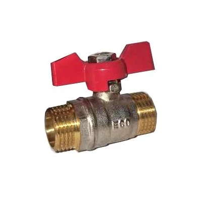 Кран шаровой Eco 1/2" ЗЗ бабочка никель Красный (RS-ST-RBE111)