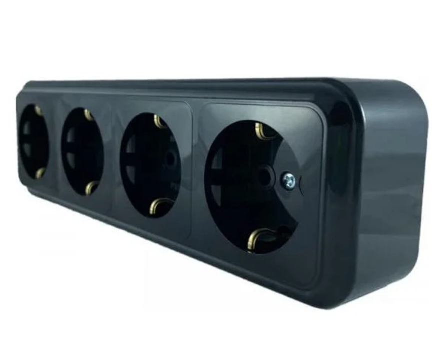 Розетка чотиримісна з заземленням RO16-253 Pro Elektro Black