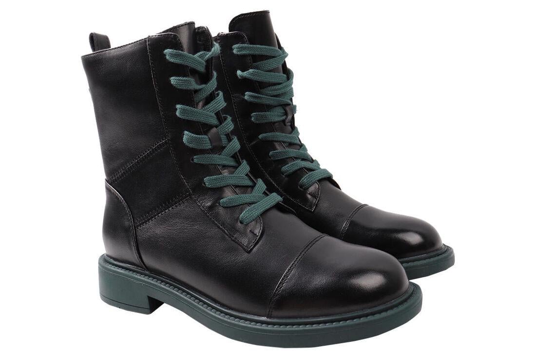 Ботинки женские Berkonty на платформе из кожи на шнуровке р. 39 Черный (284-20DHC)