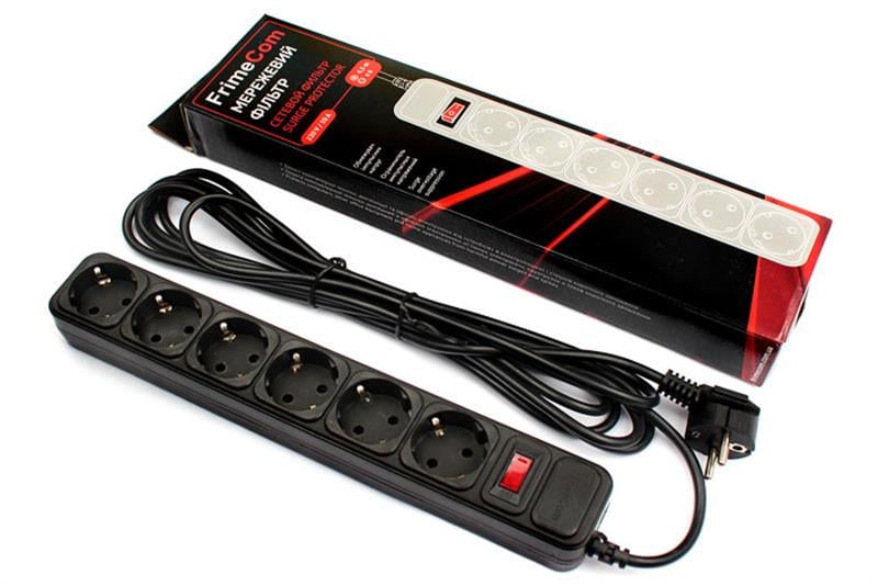 Фильтр сетевой FrimeCom FC-B4006W 3 B 6 розеток 10А 3 м Черный (28606402) - фото 2 Фильтр сетевой FrimeCom FC-B4006W 3 B 6 розеток 10А 3 м Черный (28606402) - фото 2