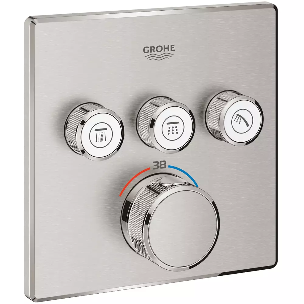 Смеситель скрытого монтажа для душа Grohe Grohtherm SmartControl 29126DC0 с термостатом на 3 потребителя суперсталь (544848) Смеситель скрытого монтажа для душа Grohe Grohtherm SmartControl 29126DC0 с термостатом на 3 потребителя суперсталь (544848)