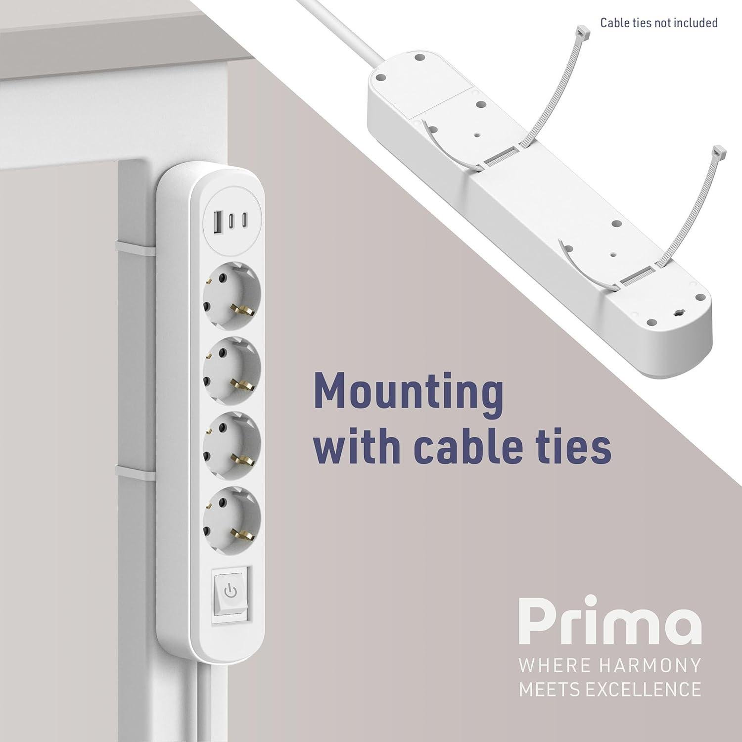 Подовжувач Electraline 4 розетки 3 USB 2хUSB-C/1хUSB-A 20 Вт 1,5 м 16A Білий - фото 4 Подовжувач Electraline 4 розетки 3 USB 2хUSB-C/1хUSB-A 20 Вт 1,5 м 16A Білий - фото 4