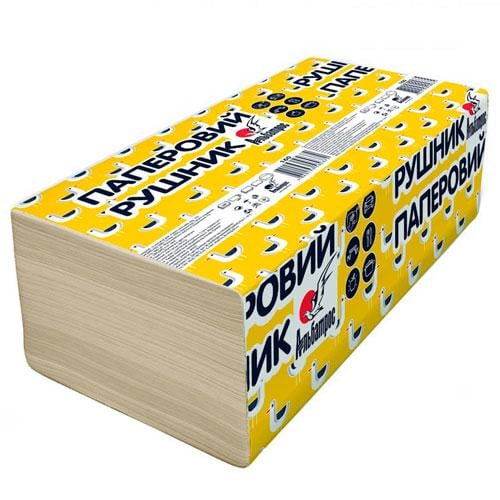 Рушники паперові Альбатрос одношарові V-складання 160 листів Сірий (372)