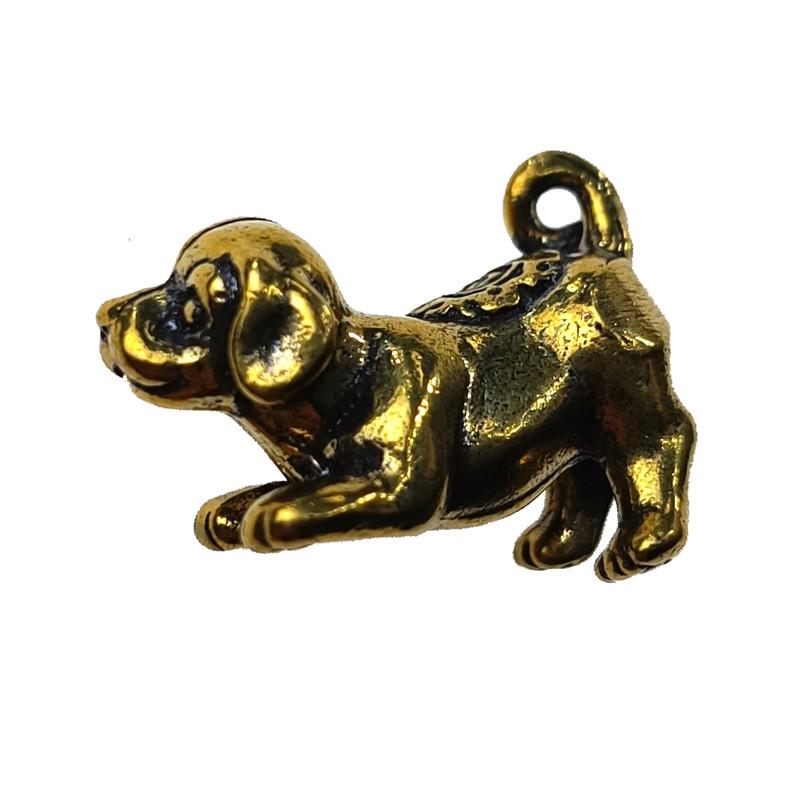 Амулет талисман собака латунь 2х3 см Желтый (C5509)