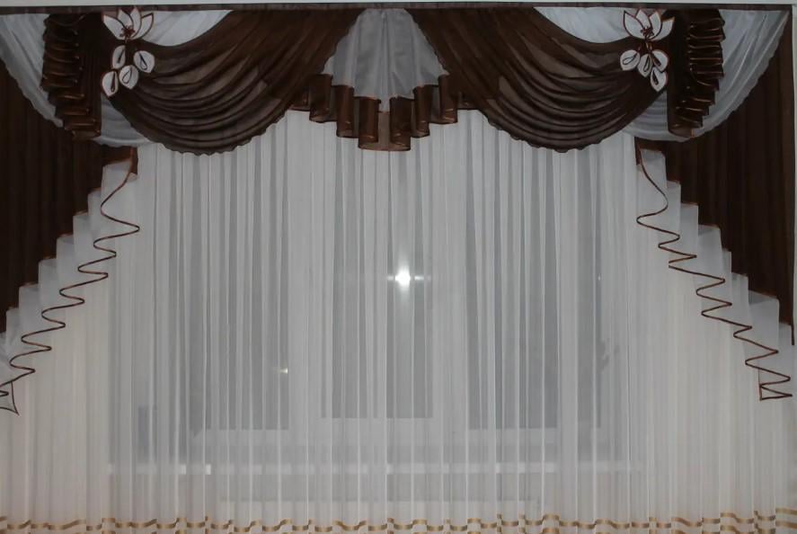 Ламбрекен на карниз шифон 2,5 м Шоколадный (157)