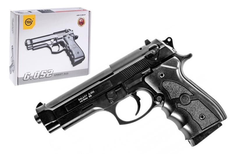 Дитячий іграшковий пістолет Galaxy Beretta 92 G052B на кульках пластиковий страйкбольний (MTT-161947)