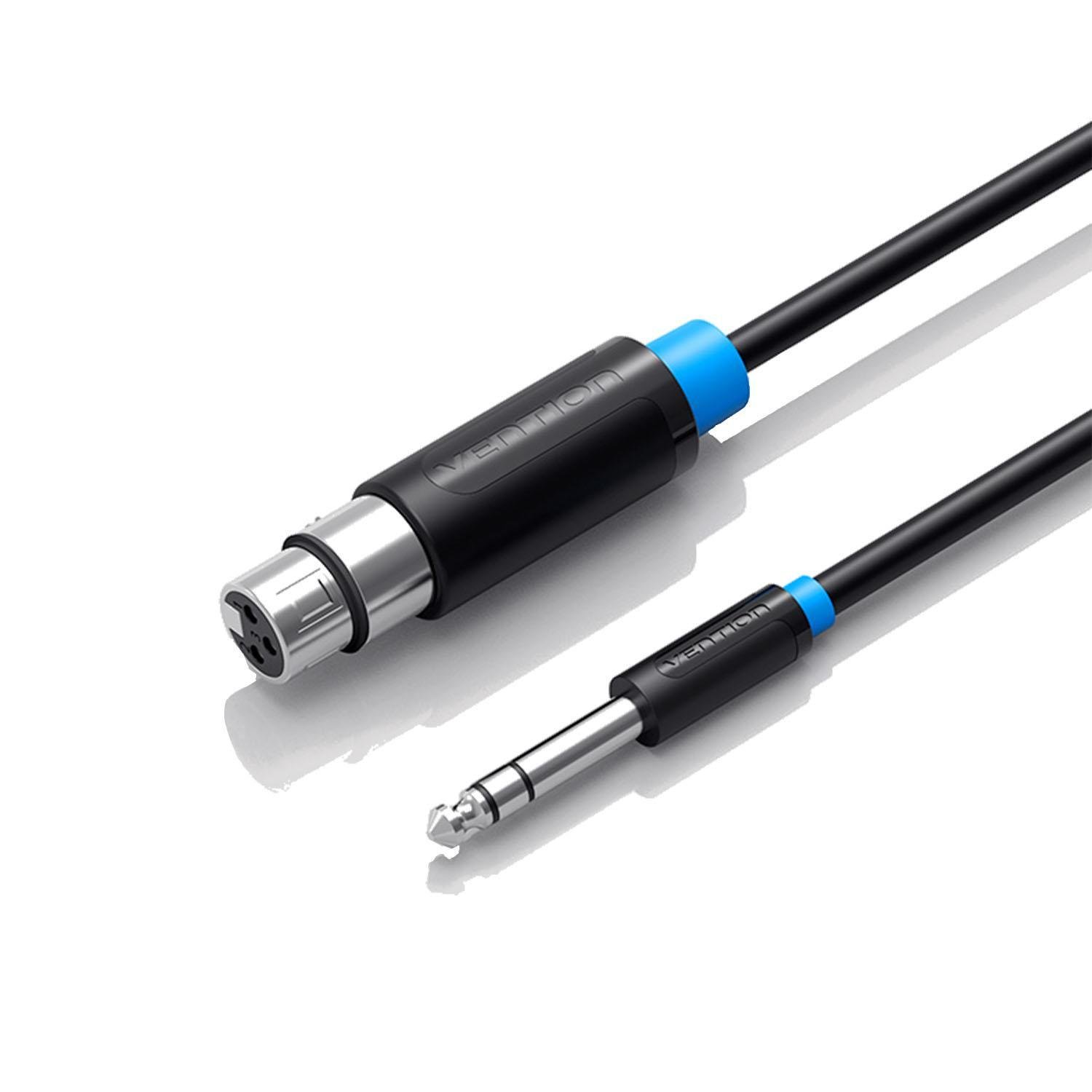 Кабель Vention XLR мама-6.5 мм Jack папа аудіо для мікшеру 2 м Чорний (BBEBH)