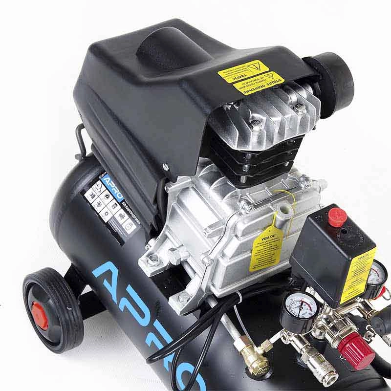 Компрессор одноцилиндровый Apro 1,5 кВт 205 л/мин 8 бар 24 л 2 крана (850175) - фото 5 Компрессор одноцилиндровый Apro 1,5 кВт 205 л/мин 8 бар 24 л 2 крана (850175) - фото 5