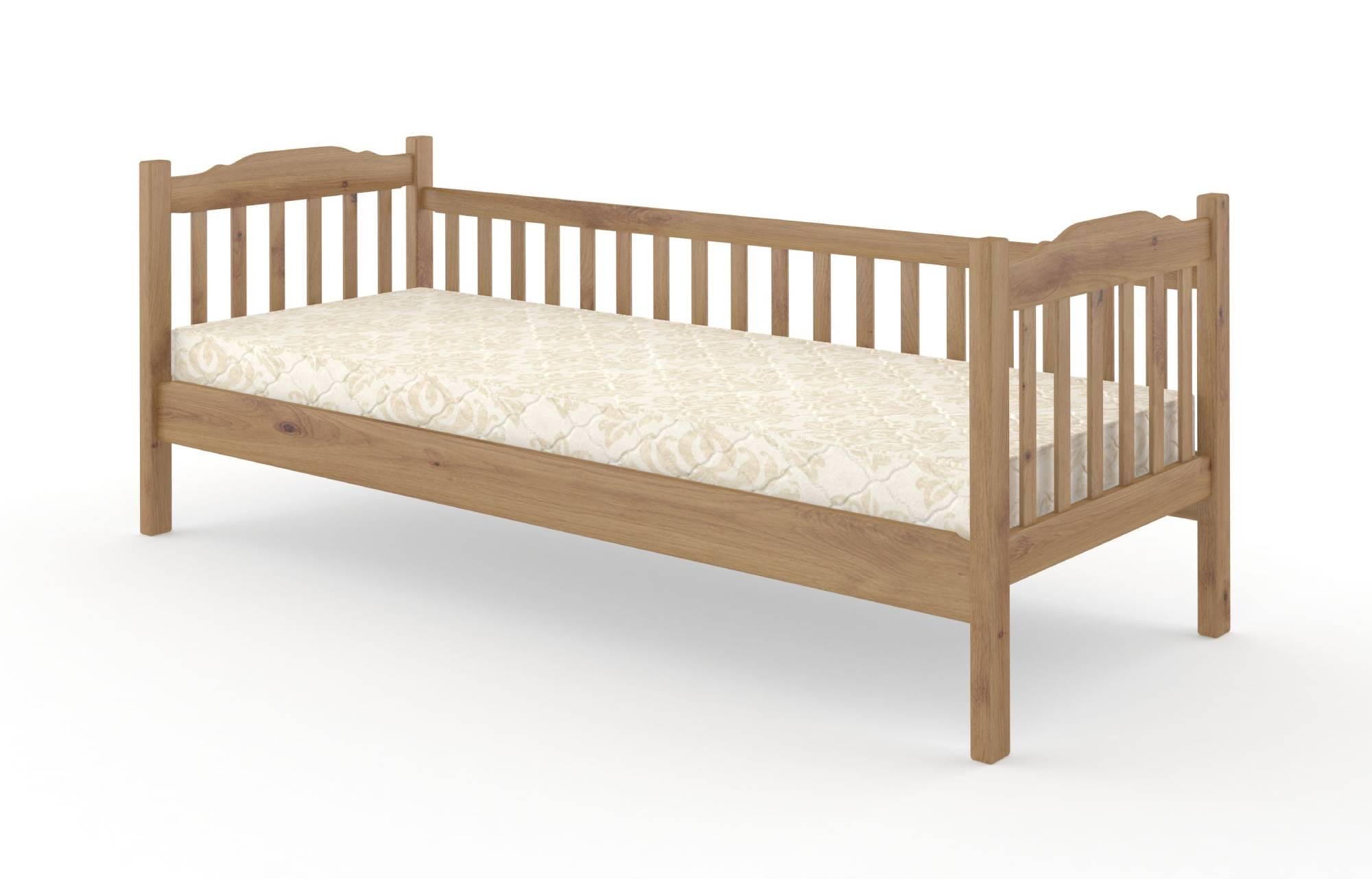 Ліжко дитяче MebiGrand Каріна з заднім бортиком 90х200 см Горіх світлий (DMBG-2500)