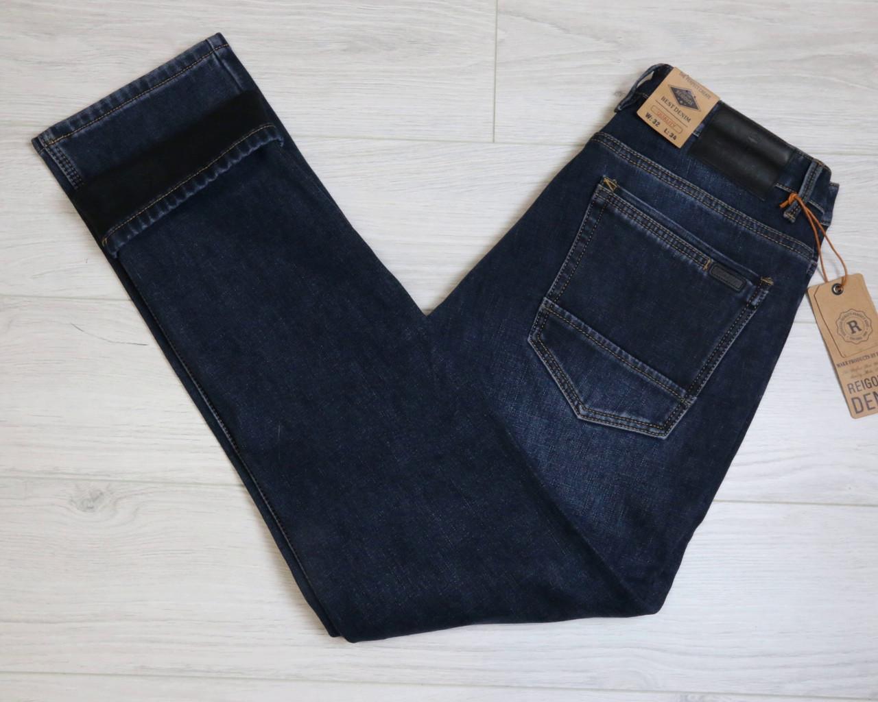 Джинсы мужские зимние Fang с потертостями р. 38 Синий графит (9903) - фото 10