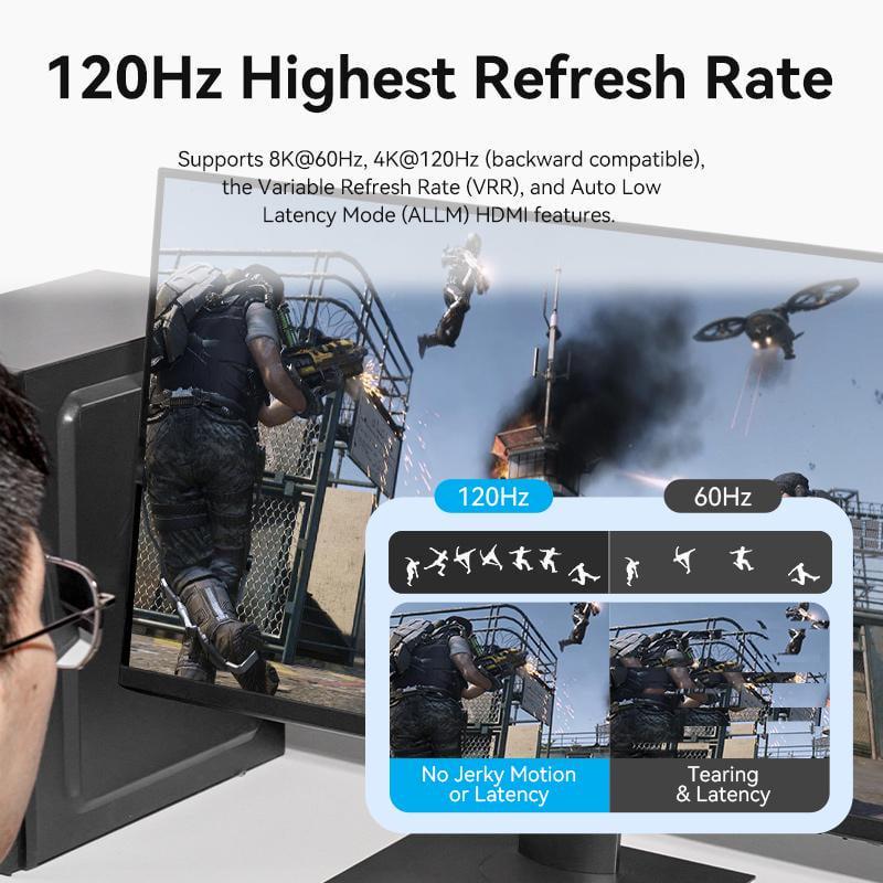 Перемикач Vention HDMI 2.1 8K 60Hz, 4K 120Гц двонаправлений 8K Switcher Сірий (AKPH0) - фото 13