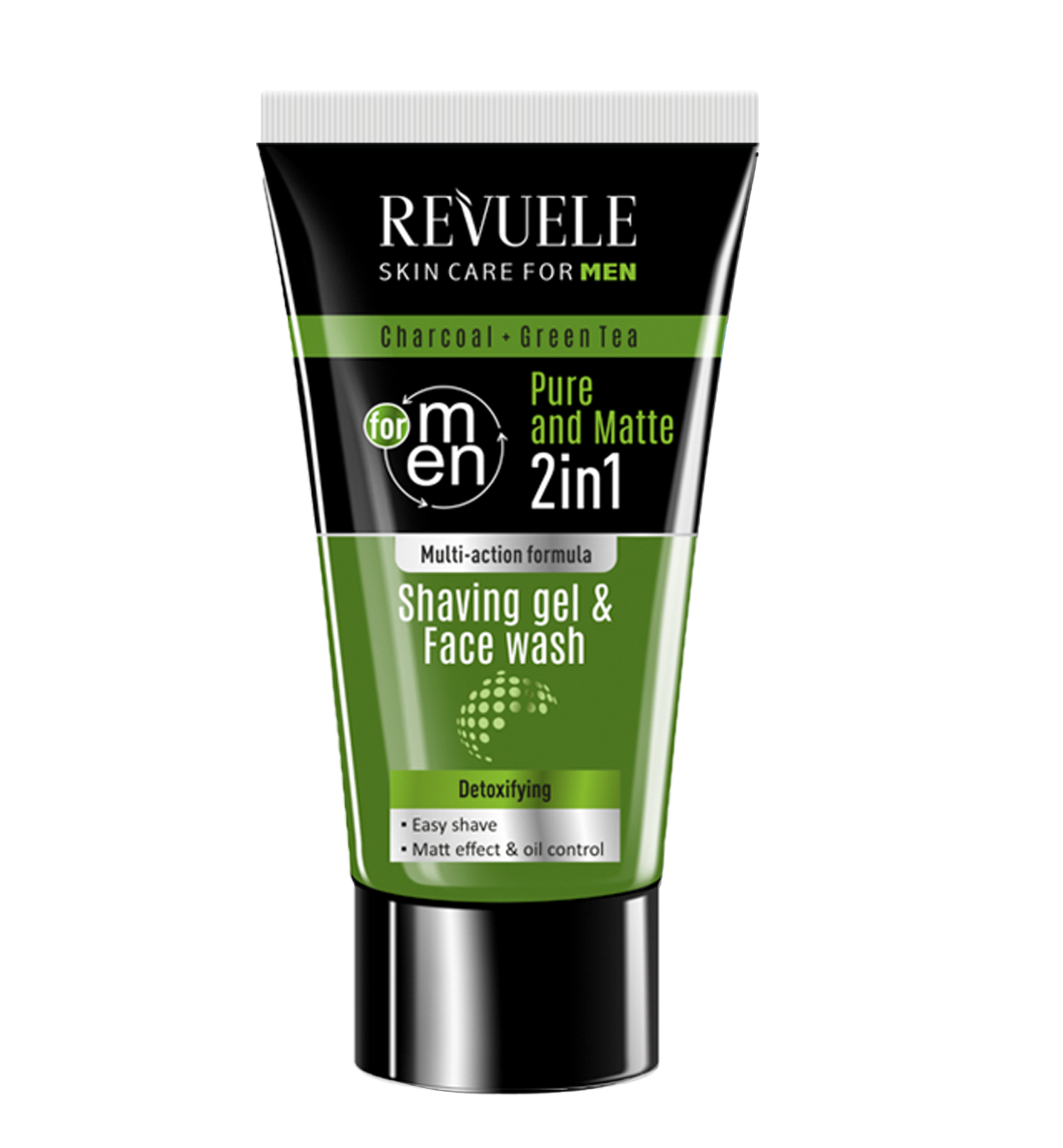 Гель для бритья и средство для умывания Revuele Men Care Charcoal And Green Tea 2в1 180 мл (123262)