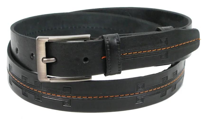 Ремень кожаный мужской Skipper 3,5 см Черный (super713_1283-35)