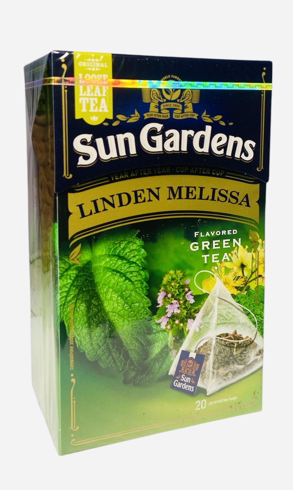 Чай Sun зеленый Gardens Linden Melissa байховый со вкусом мелиссы и липы в пакетах-пирамидках 20 шт. (60649)