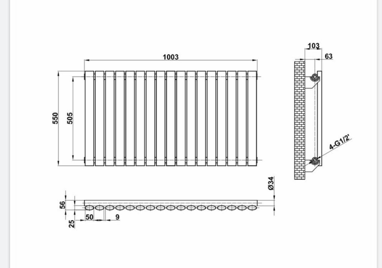 Радіатор опалення London 8/1800 11 тип горизонтальний матовий Чорний - фото 2 Радіатор опалення London 8/1800 11 тип горизонтальний матовий Чорний - фото 2