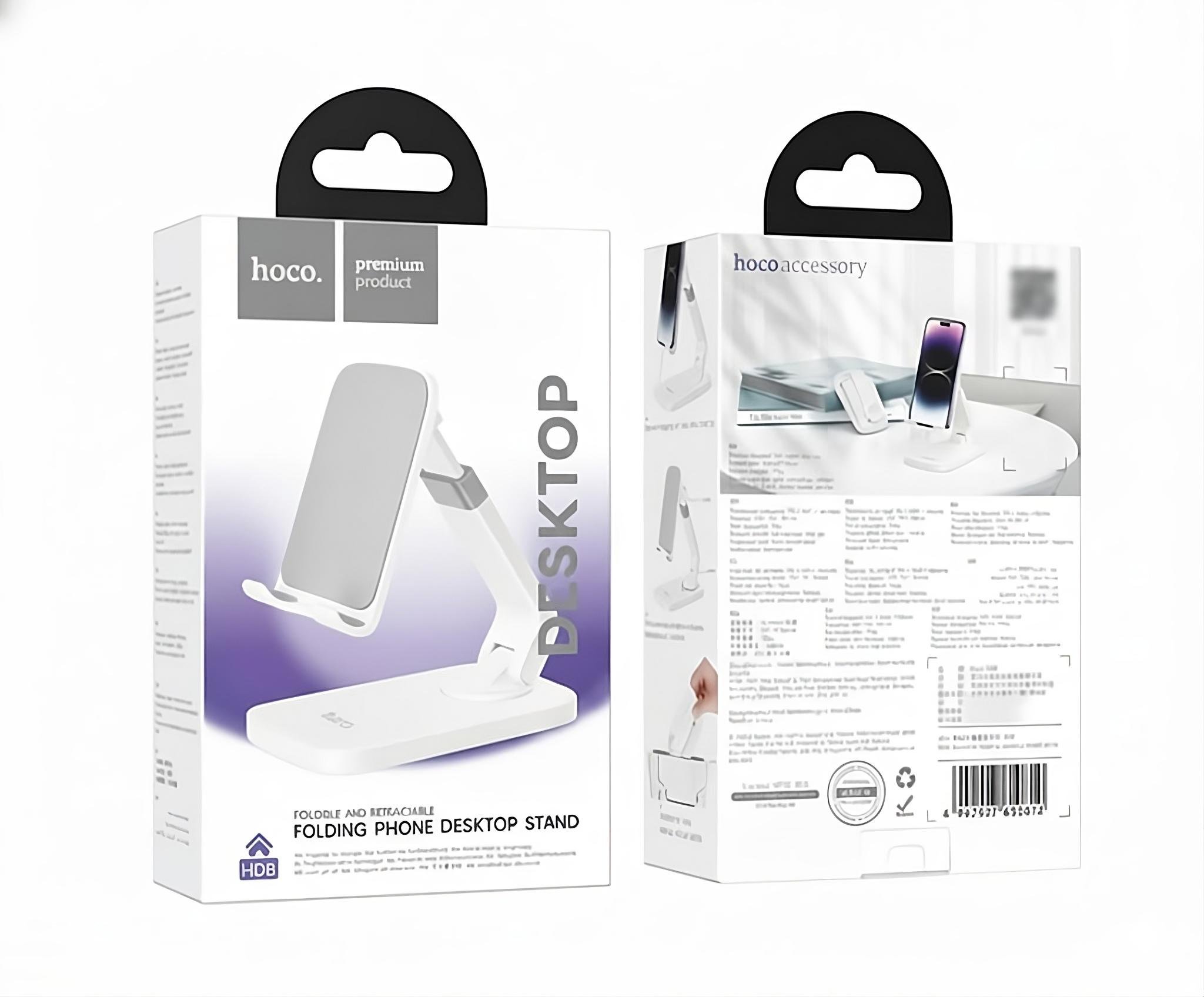 Подставка-держатель для мобильных телефонов Hoco HD8 PC+ABS регулируемый 4,5-7" Белый (30827586) - фото 2