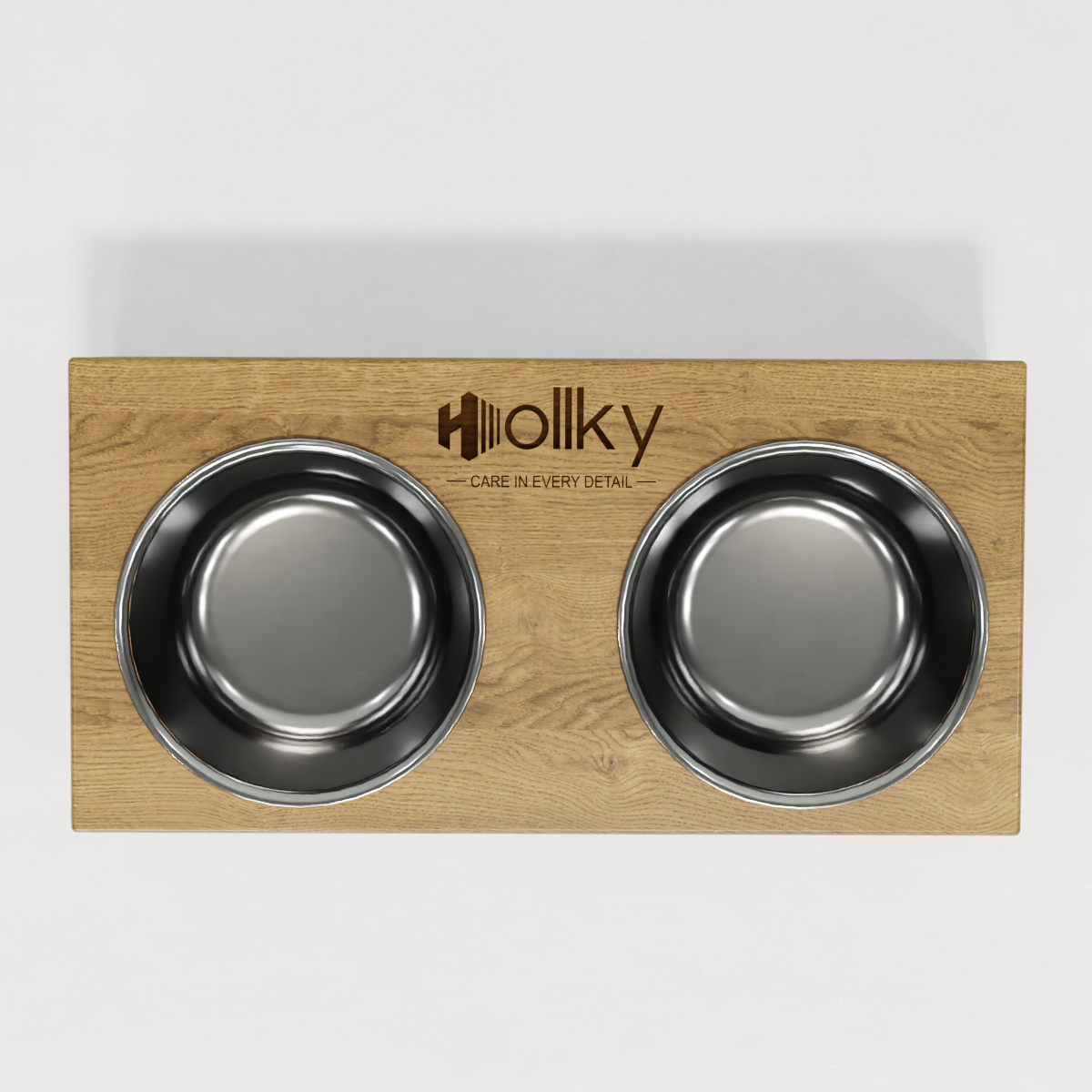 Миски на подставке из цельного металлического листа для собак и котов Hollky SteelWood S 2х0,45 л (SWS-36188-GRNT) - фото 9