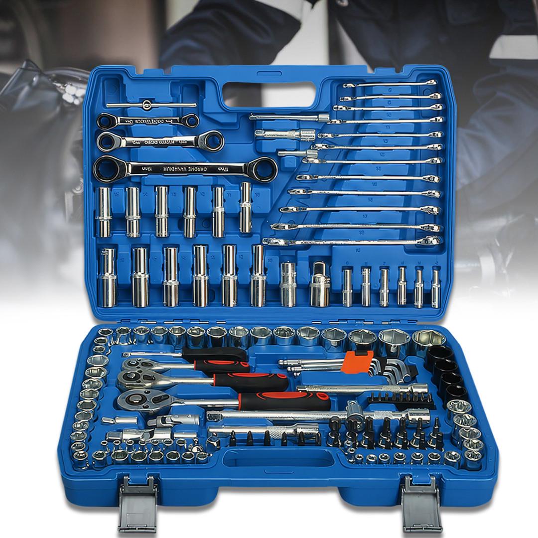 Набір інструментів на 151 предмет з тріскачкою ключами та насадками в кейсі - фото 2