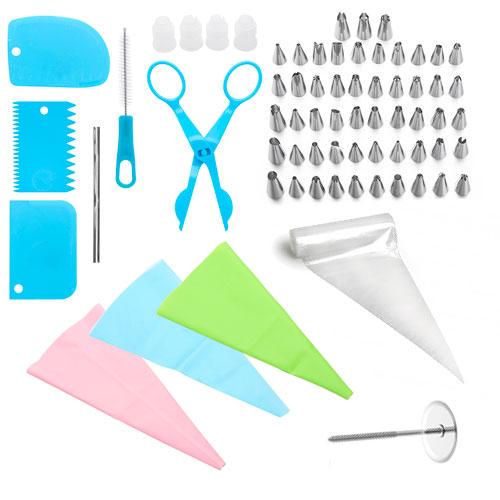 Набір для декору тортів кексів кондитерські інструменти 72 шт. у кейсі (374855) Набір для декору тортів кексів кондитерські інструменти 72 шт. у кейсі (374855)