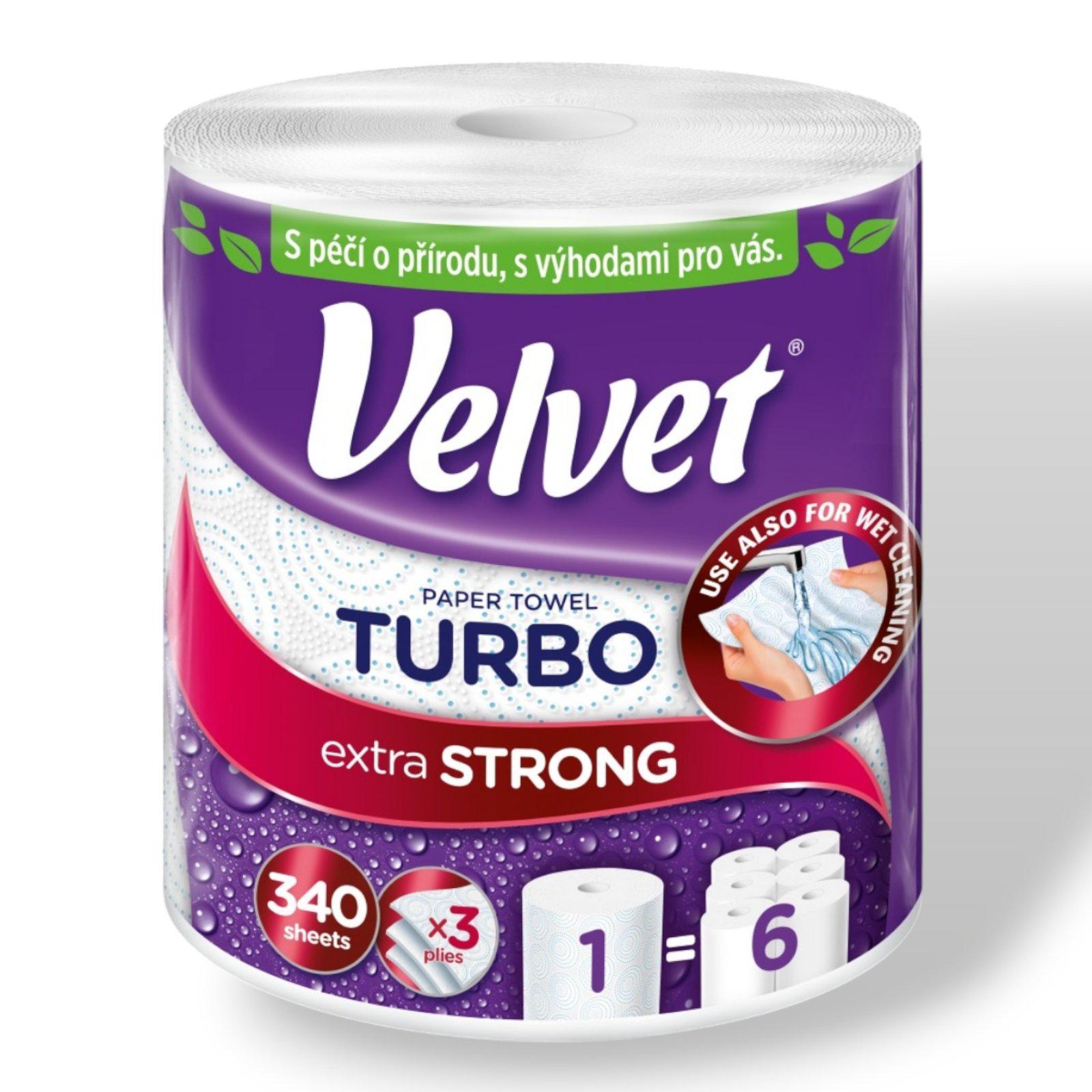 Полотенца бумажные Velvet Turbo 3 слоя 340 отрывов 1 рулон