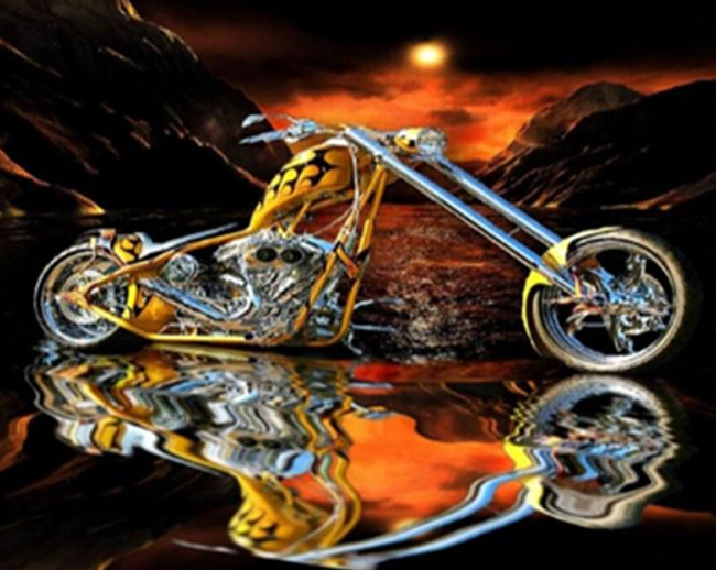 Алмазная мозаика Мотоцикл Harley Davidson 5D полна на подрамнике 30х40 см (178969)