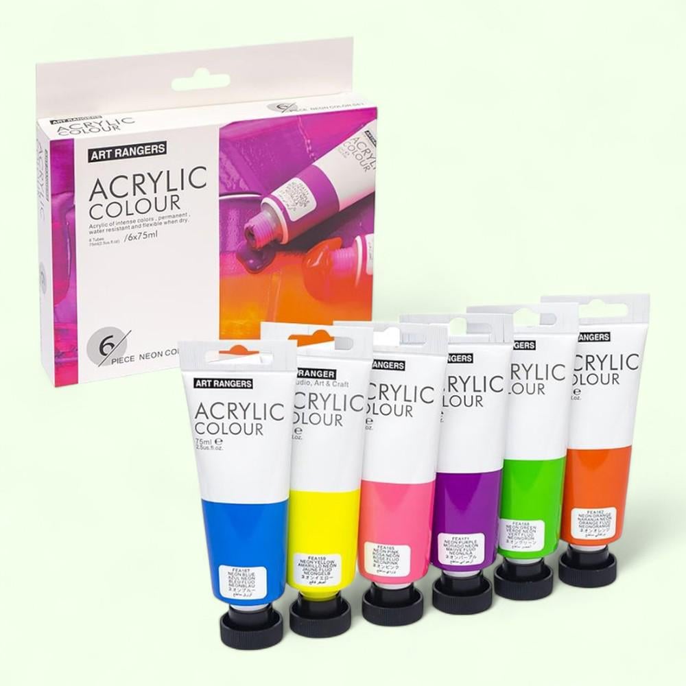 Набор акриловых красок 6 неоновых оттенков по 75 мл (37-112018)