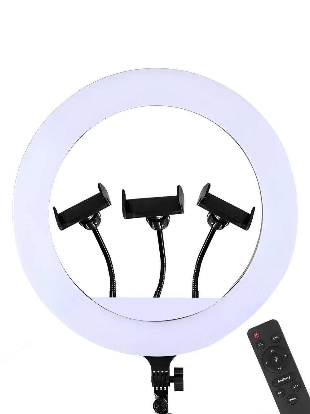 Лампа кольцевая Andowl Q-1800X1 LED с держателем 3 телефонов пультом управления 38 Вт 45 см Black (da43a1ce) - фото 1 Лампа кольцевая Andowl Q-1800X1 LED с держателем 3 телефонов пультом управления 38 Вт 45 см Black (da43a1ce) - фото 1