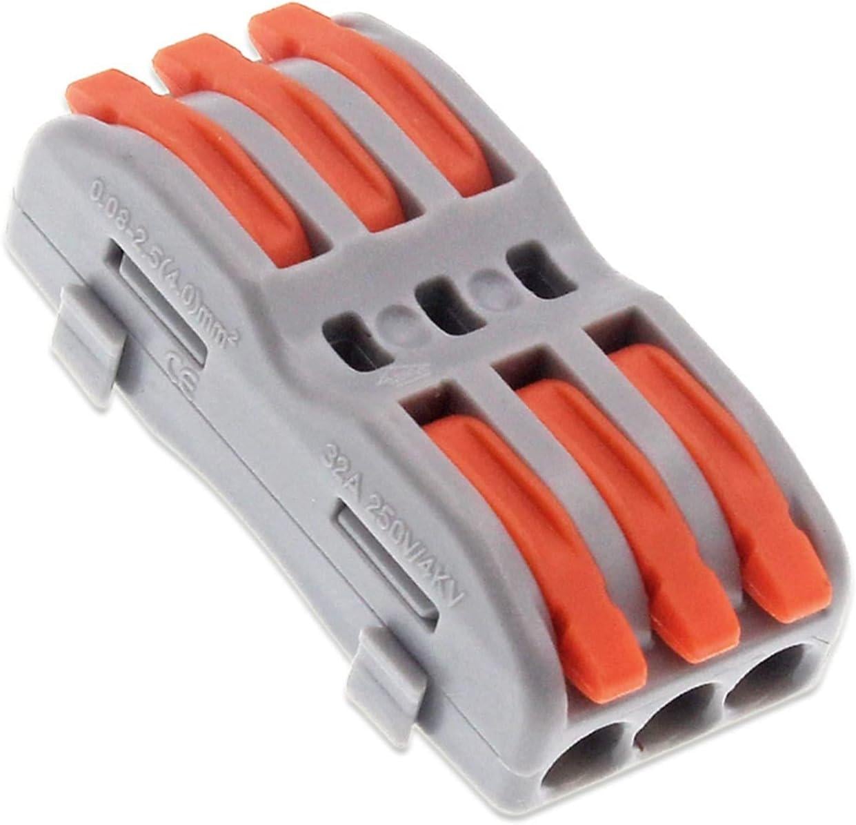 Клемма проходная Tactix 0,08-4 мм2 32А 3х1-3х1 наборная 39,5х19х14,5 мм Оранжевый (P423)