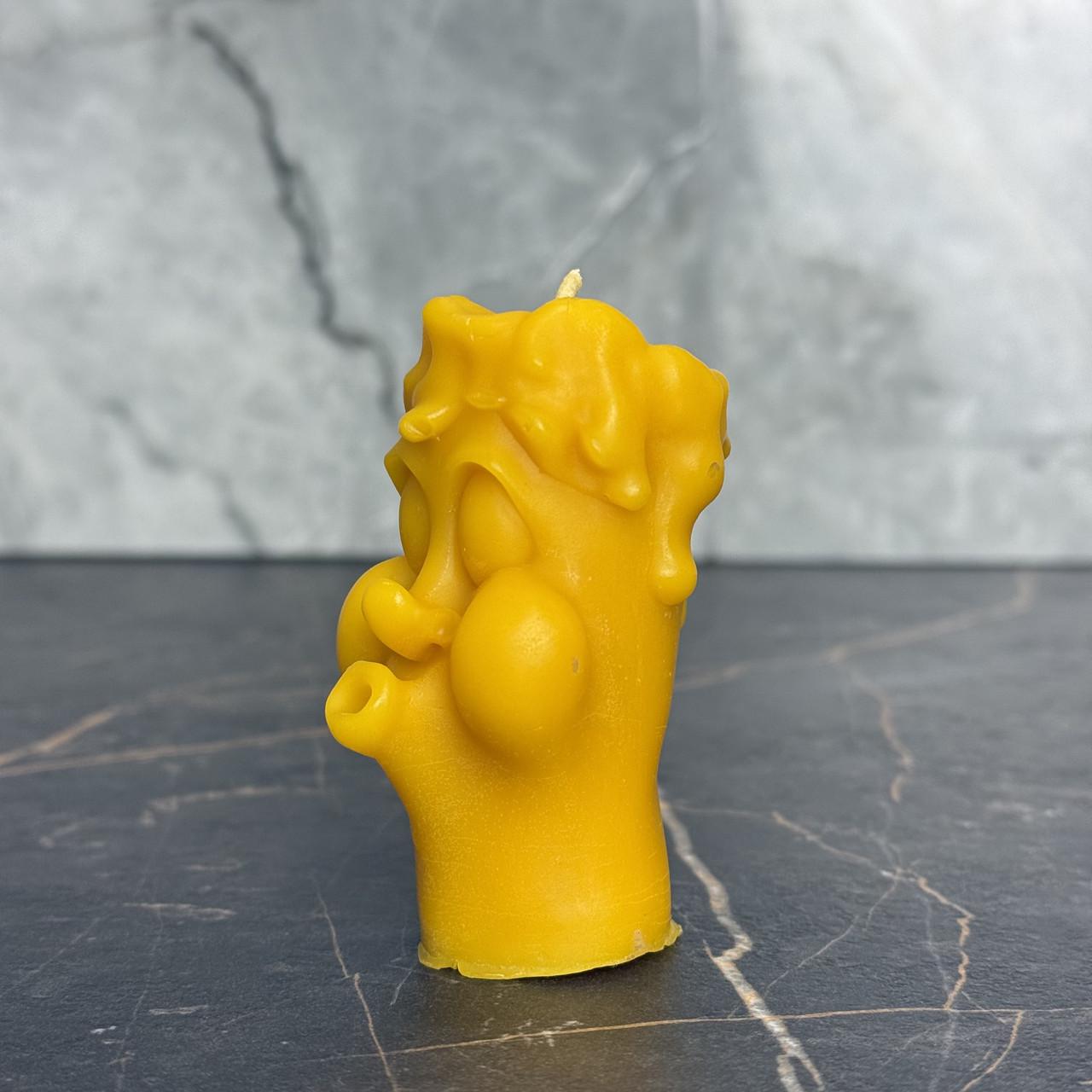 Арт-свеча декоративная Люмьер дующий человечек из натурального пчелиного воска ручная работа на подарок