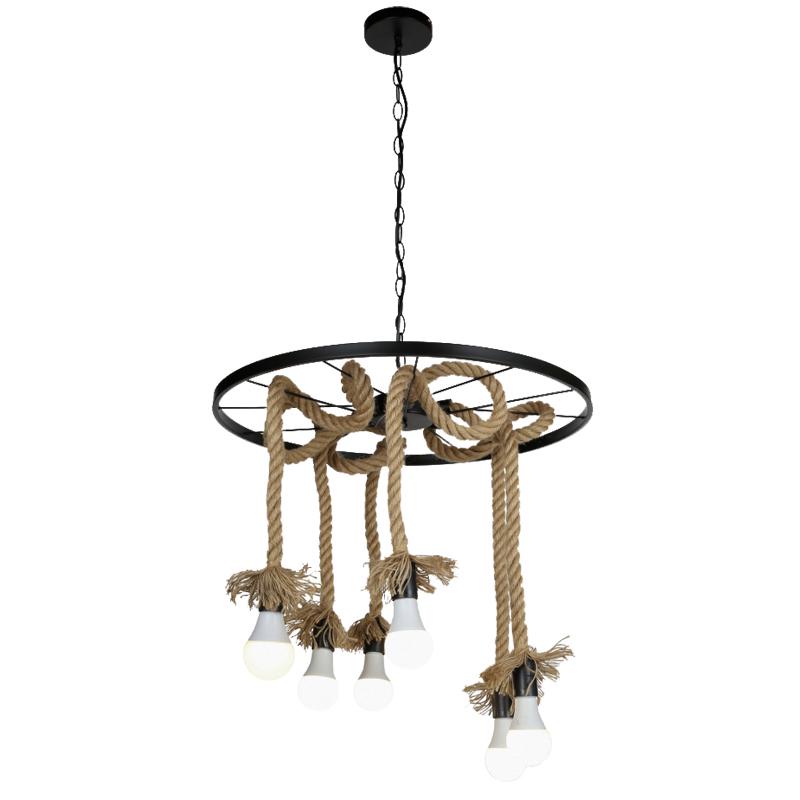 Люстра подвесная колесо Light House LS-16268-6 BK на шесть ламп Черный