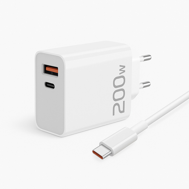 Зарядное устройство сетевое 200 Вт PD/QC USB-C / USB-A Белый (637223)