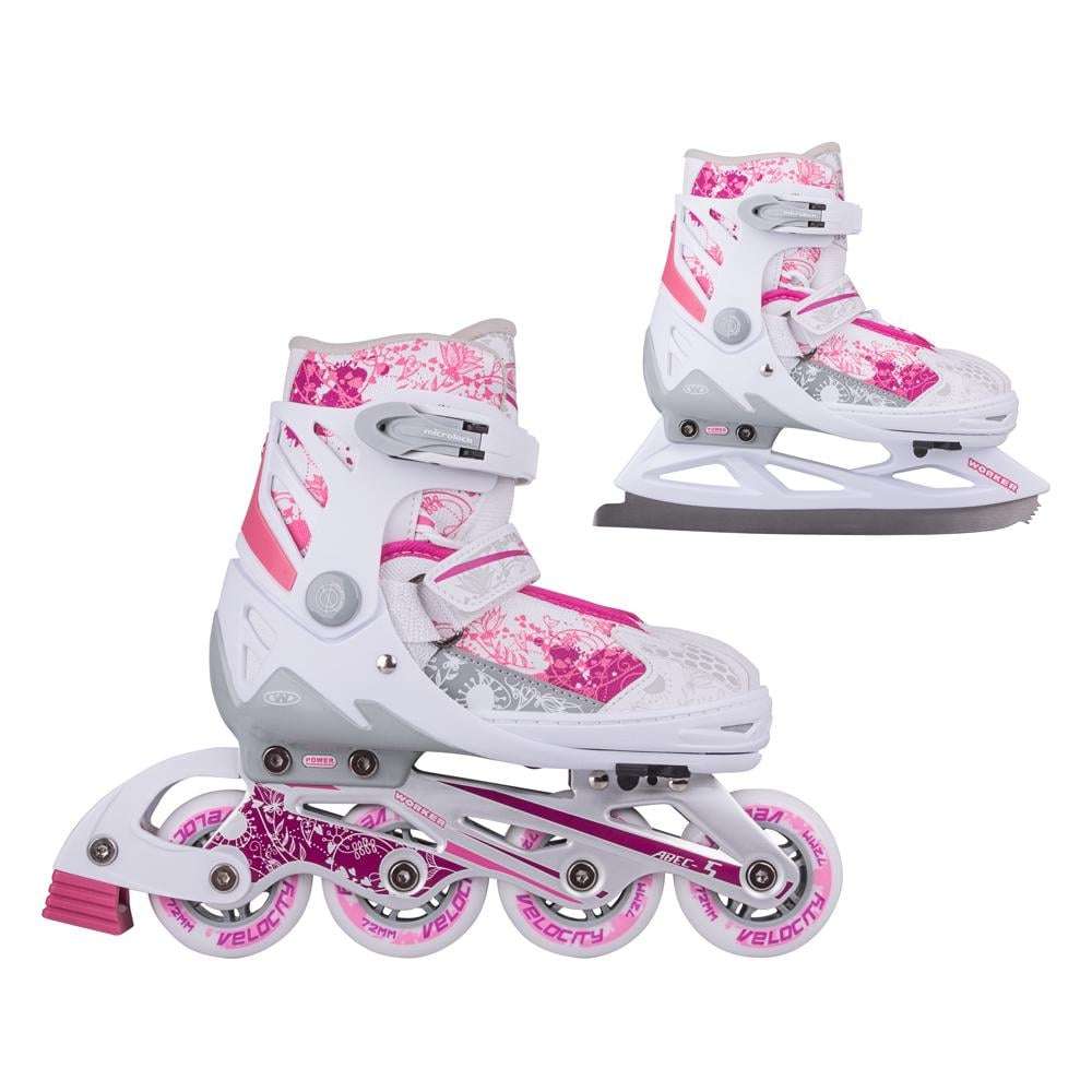 Ковзани/ролики WORKER Pinkola 2в1 регульовані XS (27-30)