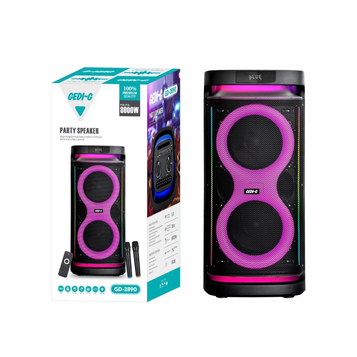 Колонка Bluetooth GD-2890 с аккумулятором и двумя микрофонами
