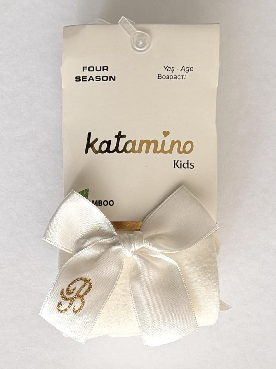 Колготки детские хлопковые Katamino с атласными бантами 146-152 см Молочный (K31039M-11)