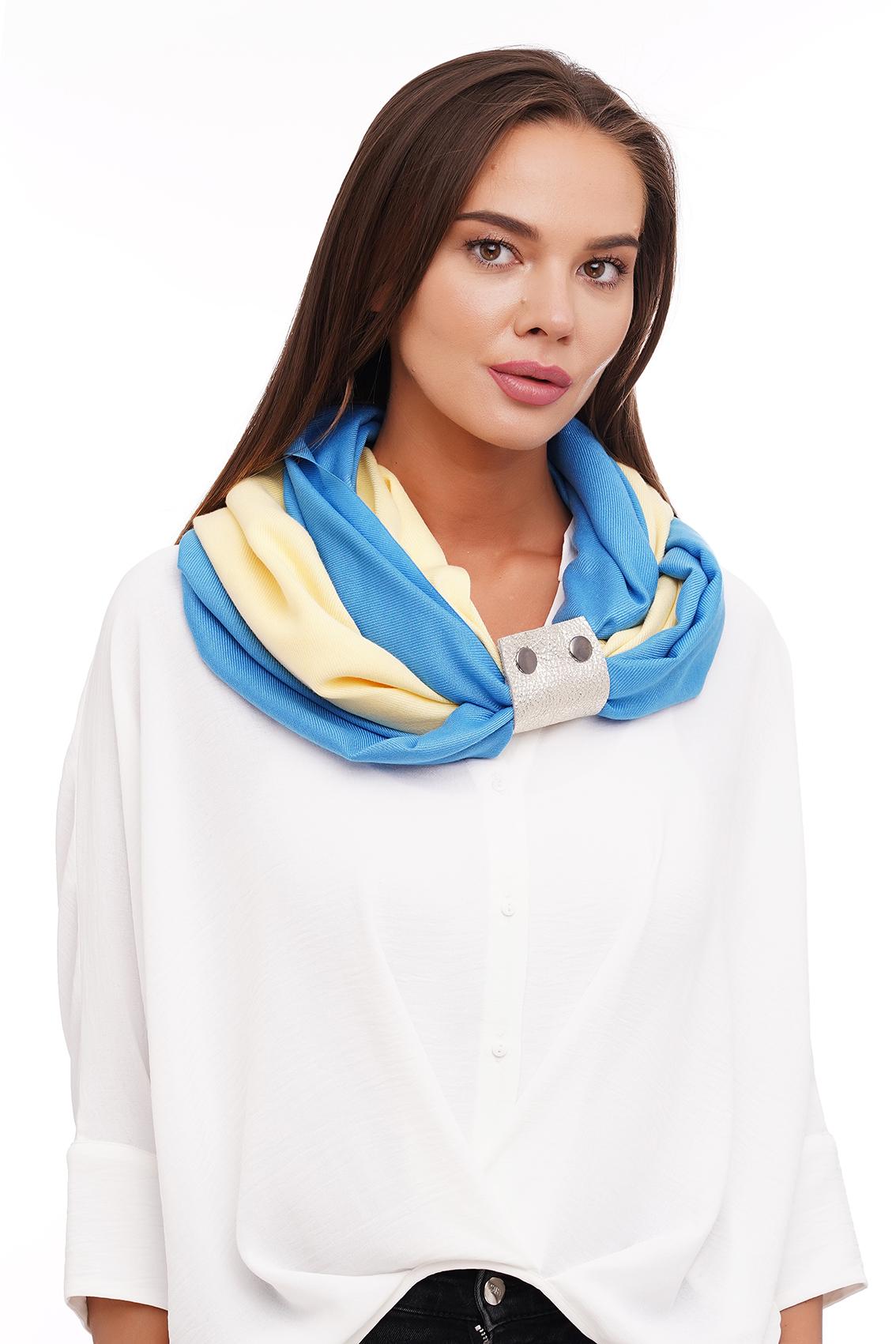 Шарф кашемировый Милан Желто-голубой (shMil-003)