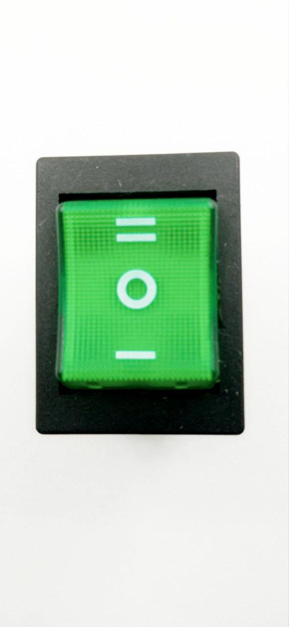 Вимикач KCD4 ON-OFF-ON з підсвіткою 6pin 30A 250V Зелений (33832) Вимикач KCD4 ON-OFF-ON з підсвіткою 6pin 30A 250V Зелений (33832)