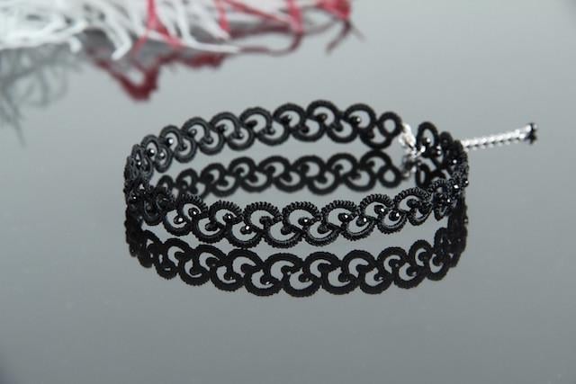 Чокер плетений мереживний Шанталь ручна робота Чорний (NK-0049)