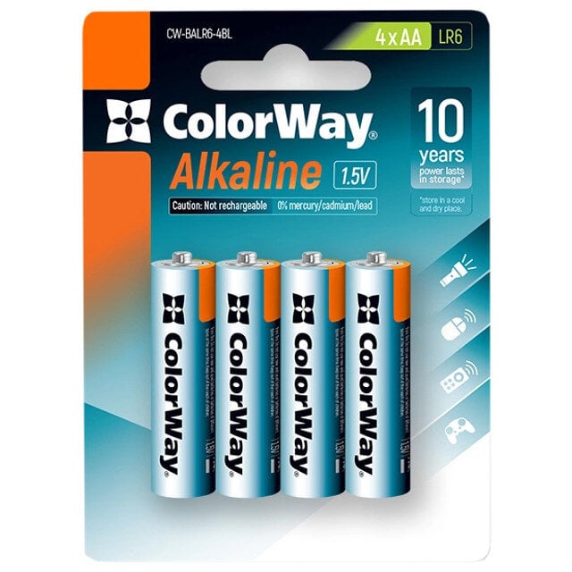 Батарейки СolorWay Alkaline Power лужні AA 4 шт. blister