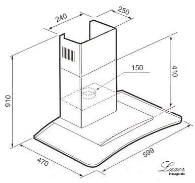 Вытяжка Luxor Mira 60 B Turbo 1450 LED нержавеющая сталь - фото 4