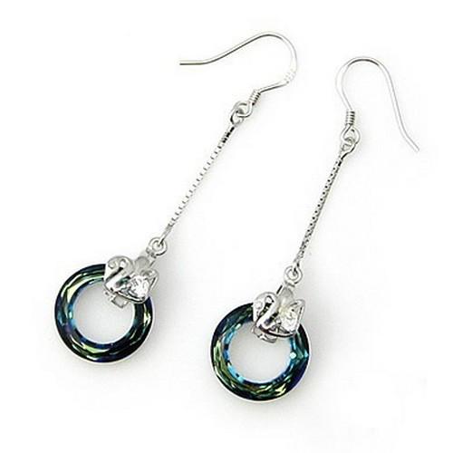 Серьги с кристаллами Сваровски Showfay 040209 Бирюзовый/Зеленый