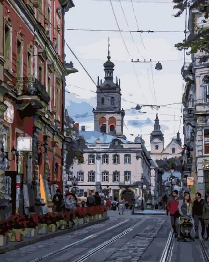 Картина по номерам Brushme Улица города Льва (GX29292) Картина по номерам Brushme Улица города Льва (GX29292)