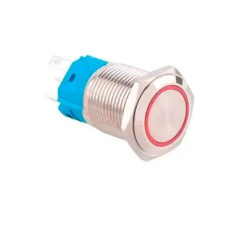 Кнопка 19K-P11DZ 19 мм фиксируется 9-24 В красная подсветка LED 5pin (805933)