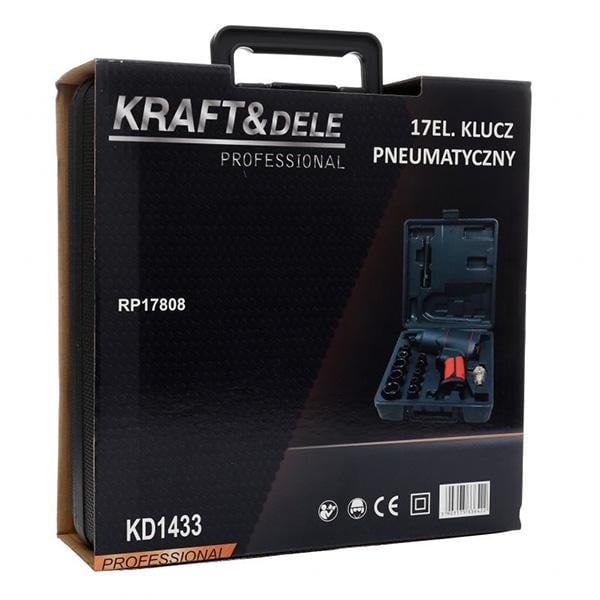 Пневматический гайковерт Kraft&Dele 1/2" 1200 Нм 184 л/мин ударные головки 17 эл. (KD1433) - фото 10