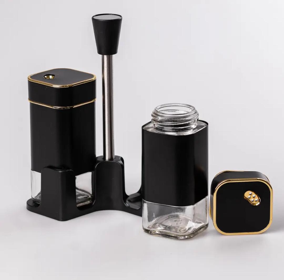 Набір ємностей для спецій TS Kitchen на підставці 3 пр. 120 мл Чорний (17852496) - фото 3