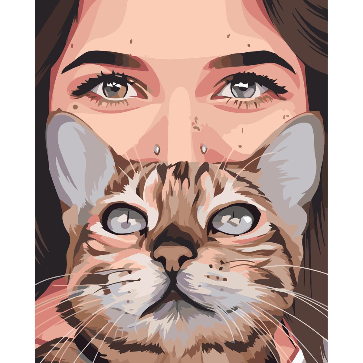 Картина по номерам Strateg Взгляд кошки 40x50 см (VA-3572)