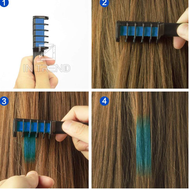 Набір крейди-гребінців для волосся Hair chalk 6 шт. Різнокольоровий (7204) - фото 4