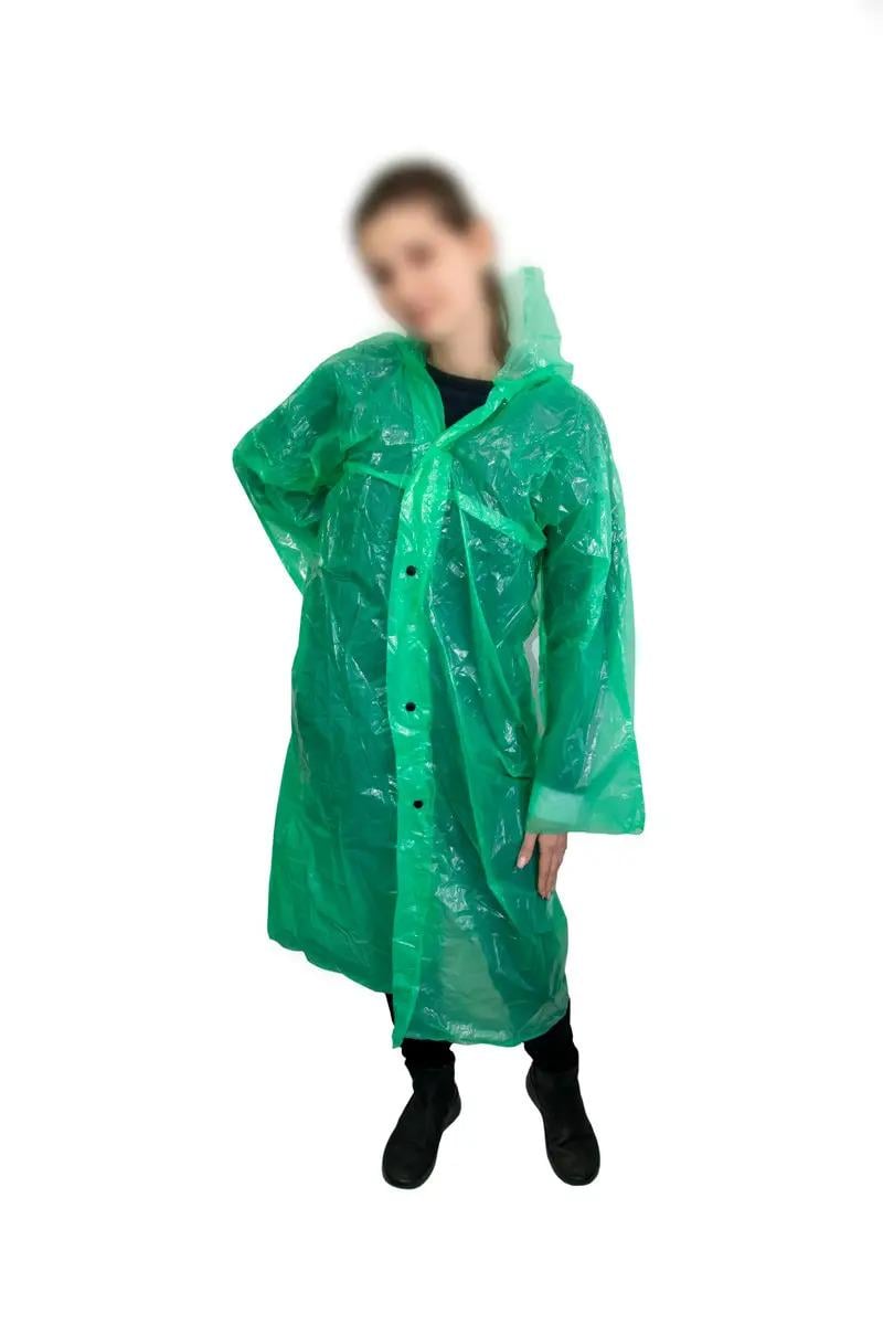Туристический плащ от дождя на кнопках 60 мкм 107х73 см Зеленый (1008498-Green)